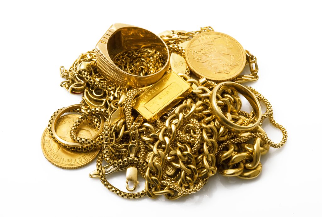 objects of gold on white background